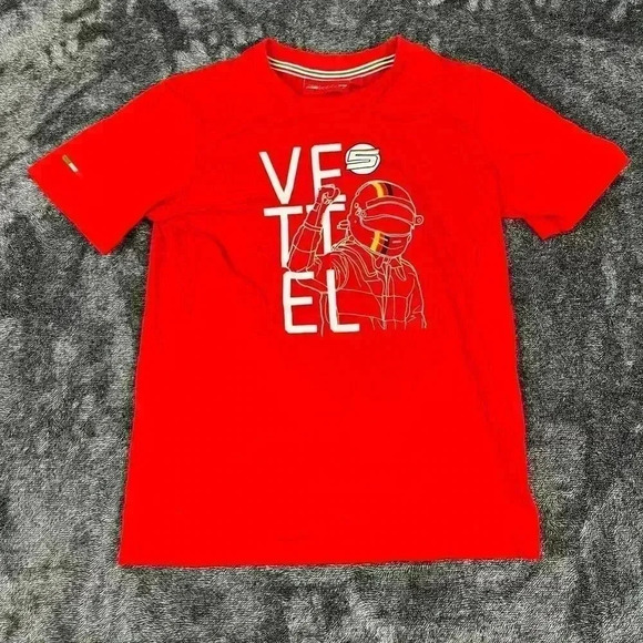 Ferrari Racing Formula 1 Scuderi Sebastian Vettel T-Shirt Size 152 Youth M/L - Picture 1 of 10